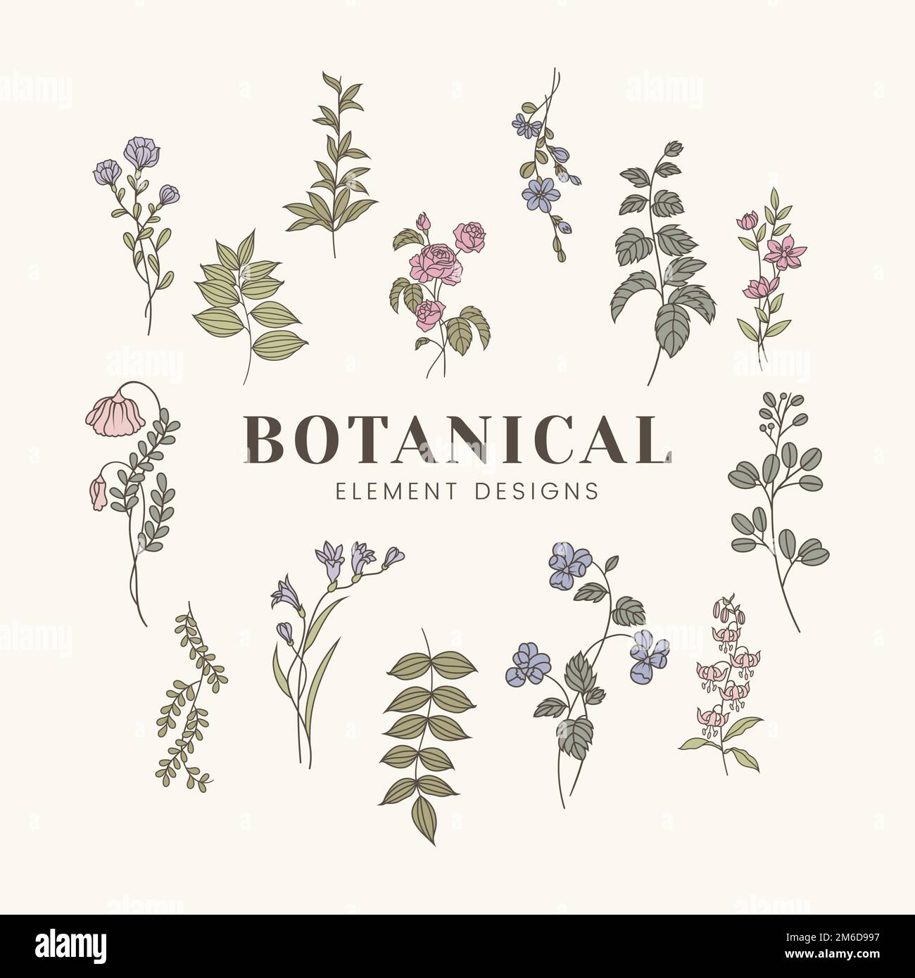 Blooming botanical element design vector Stock Vector