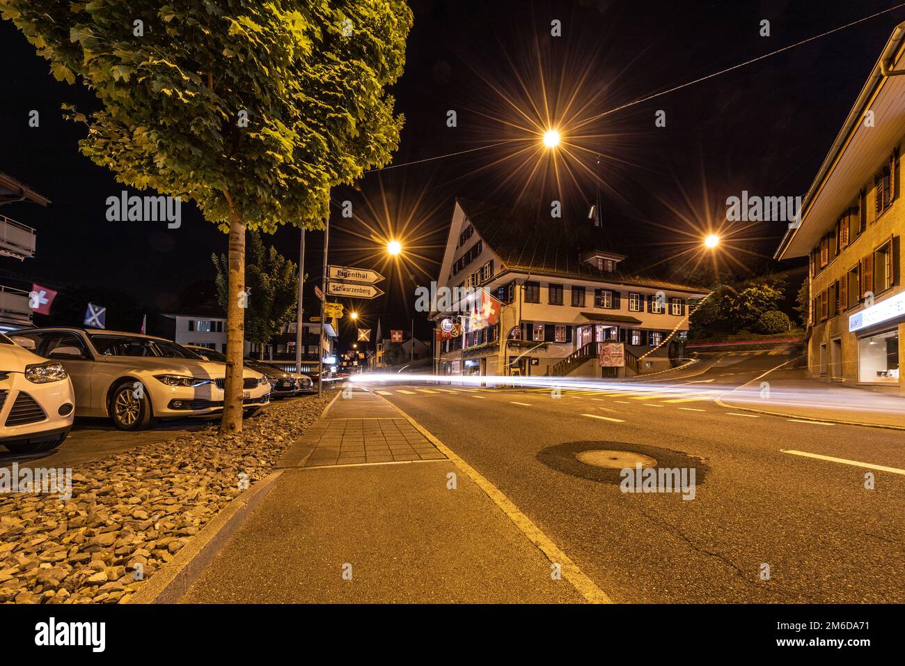 Malters at night, Lucerne, Switzerland, Europe Stock Photo