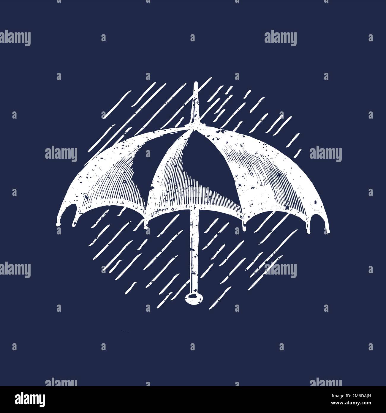 Umbrella in the rain badge vector Stock Vector