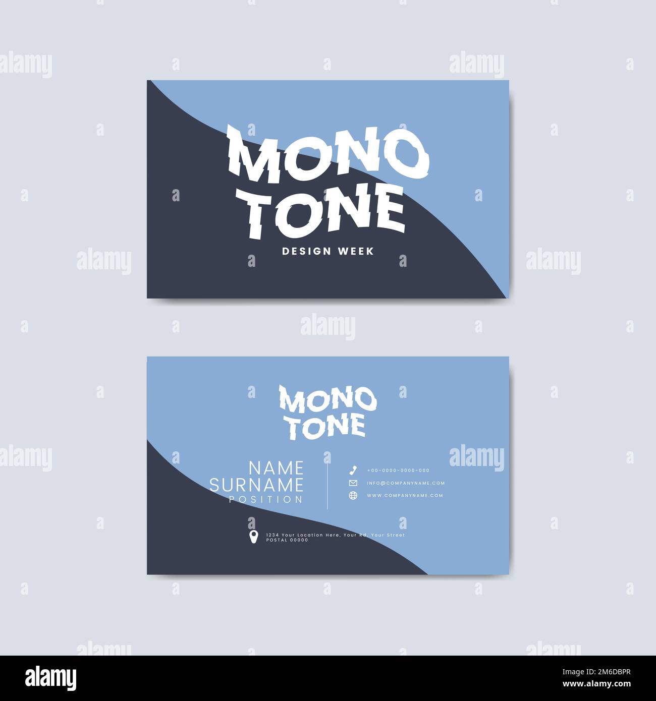 Monotone business card template mockup vector Stock Vector