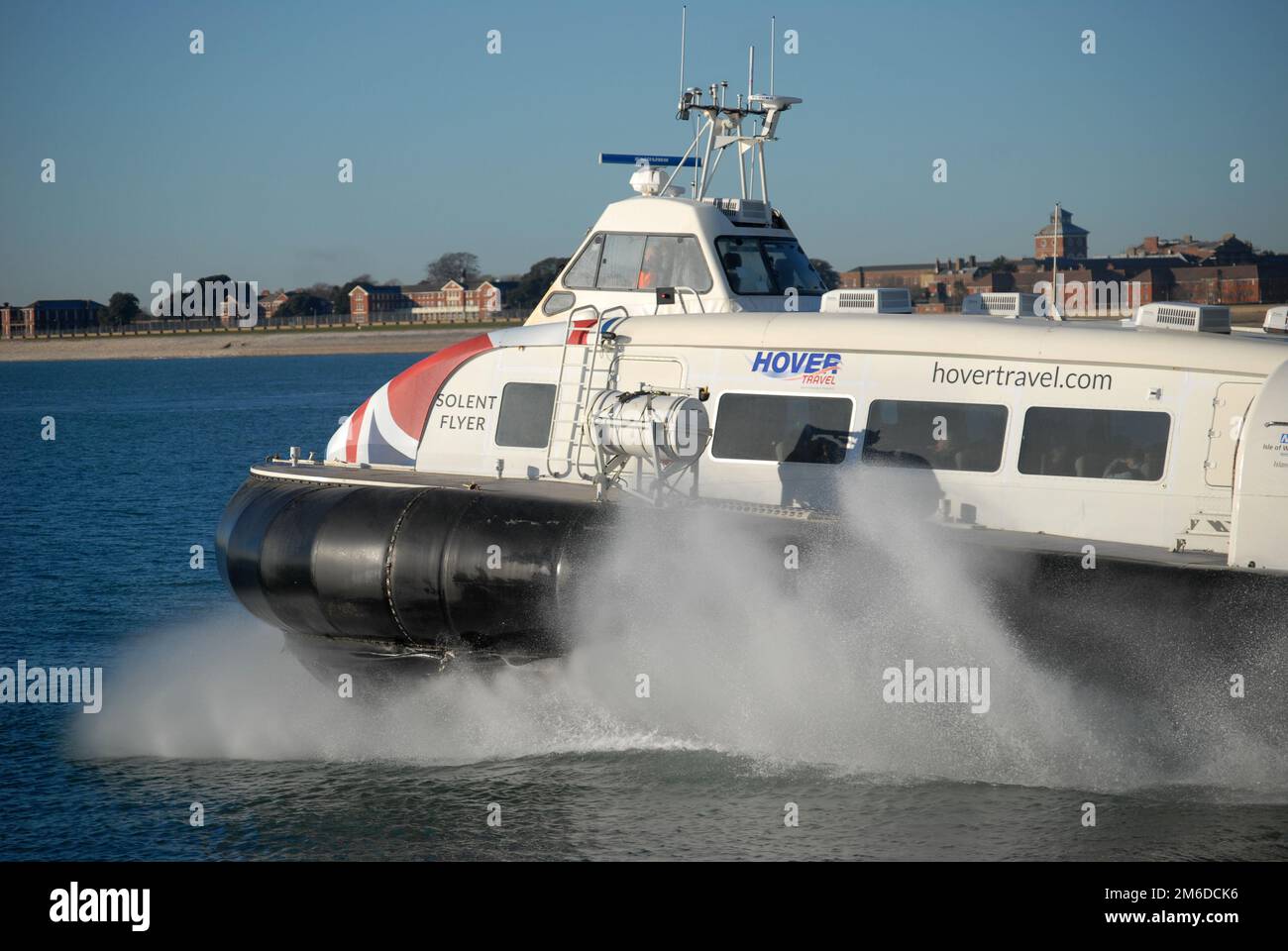 Hovercraft leaving Southsea Beach, Portsmouth, UK. Stock Photo