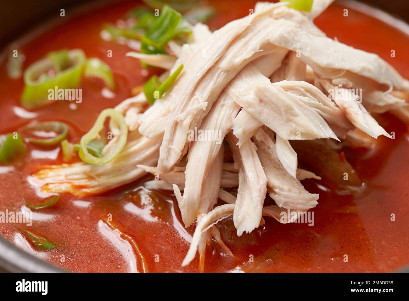 Spicy Chicken Soup with Leek and Mushrooms Stock Photo Alamy