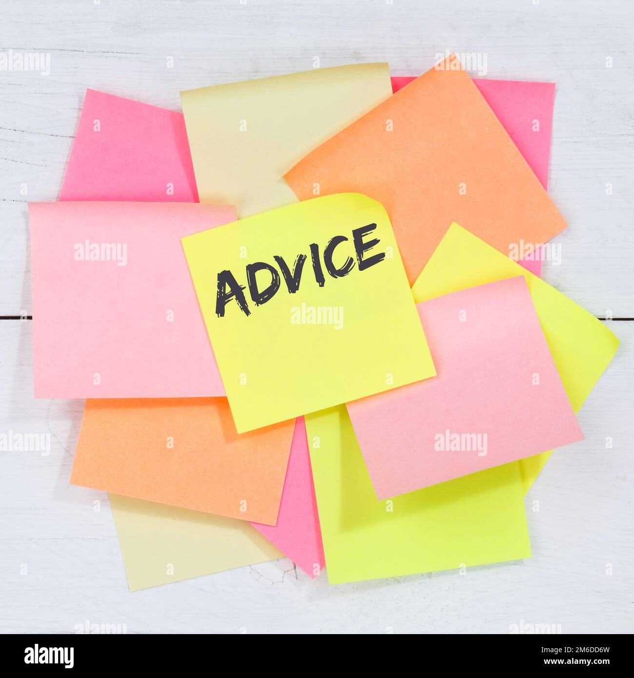 Advice support help assistance problem solution business concept desk note paper Stock Photo