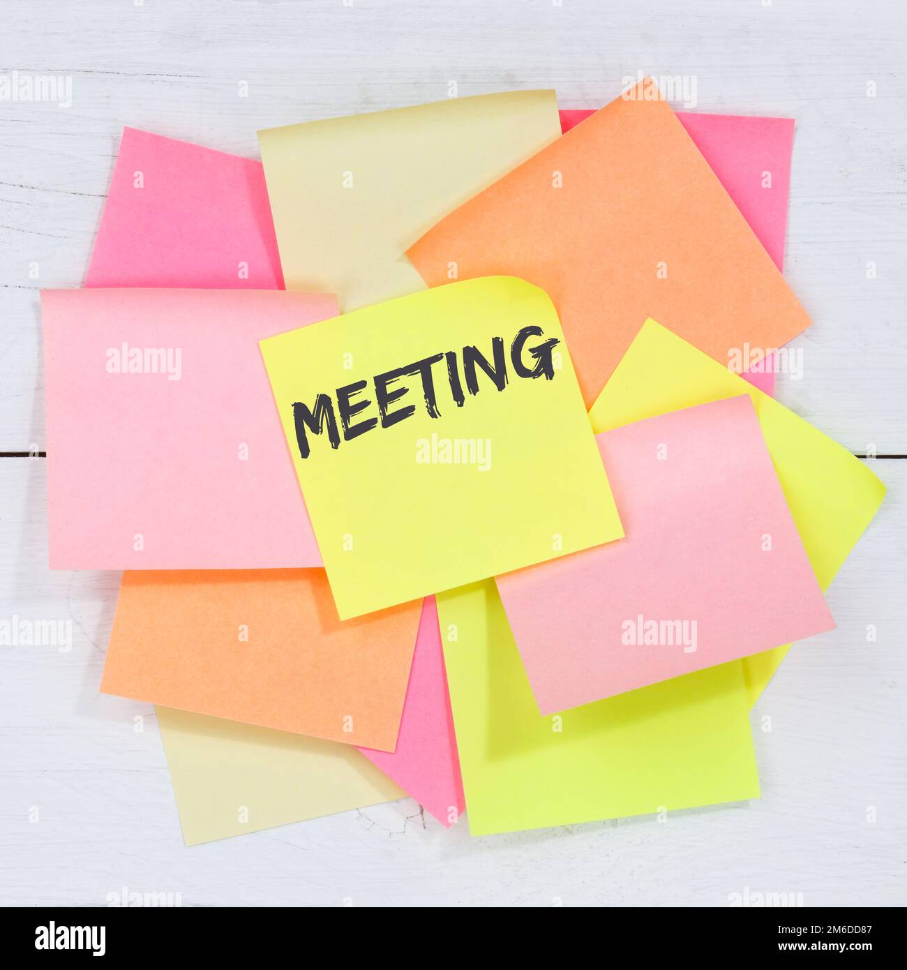 Meeting appointment business team concept desk note paper Stock Photo