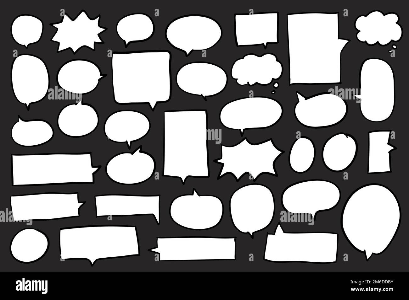 Collection of speech bubbles on black background vector Stock Vector
