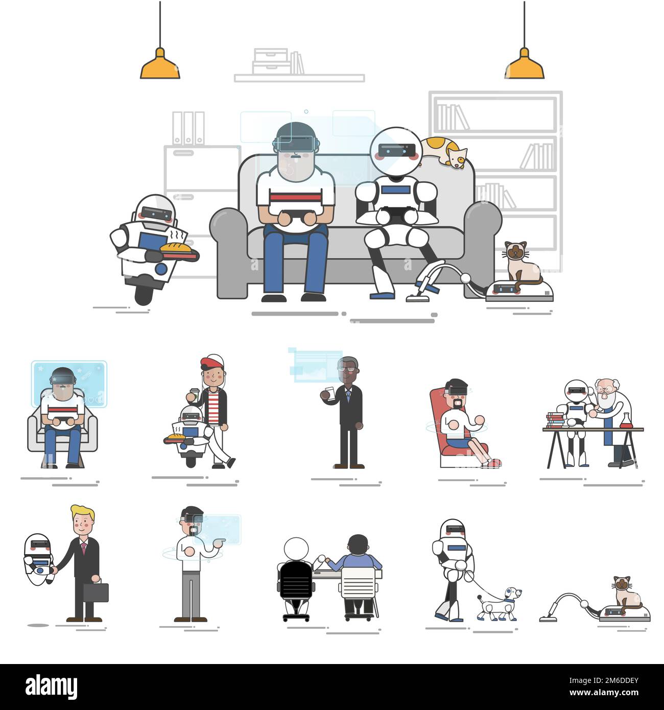 Compilation of advanced ai technology in everyday life illustration