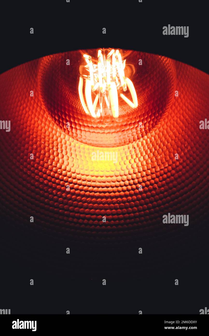 Light bulb inside copper lamp Stock Photo Alamy