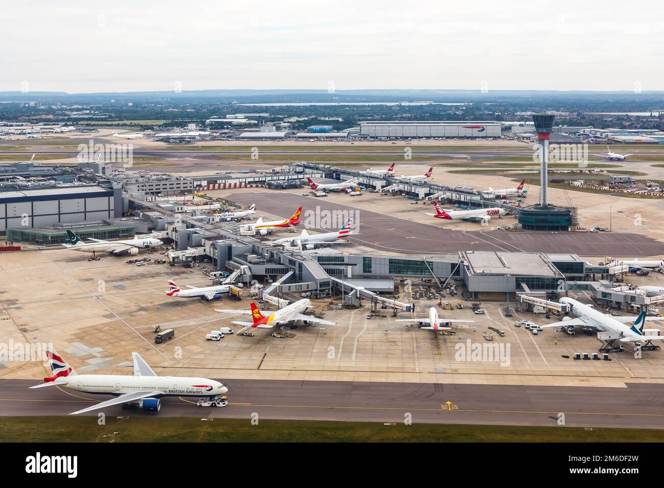 London Heathrow Airport LHR Terminal 3 aerial photo Stock Photo - Alamy
