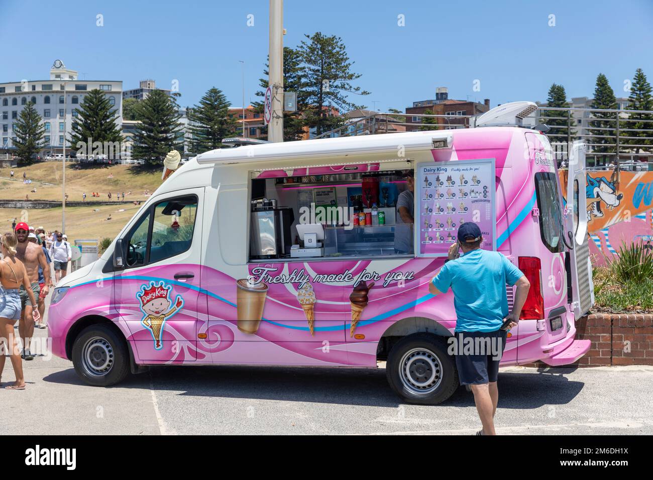 Bondi Beach summer 2023, Ice cream van selling ice creams, lollies and chilled drinks,Bondi