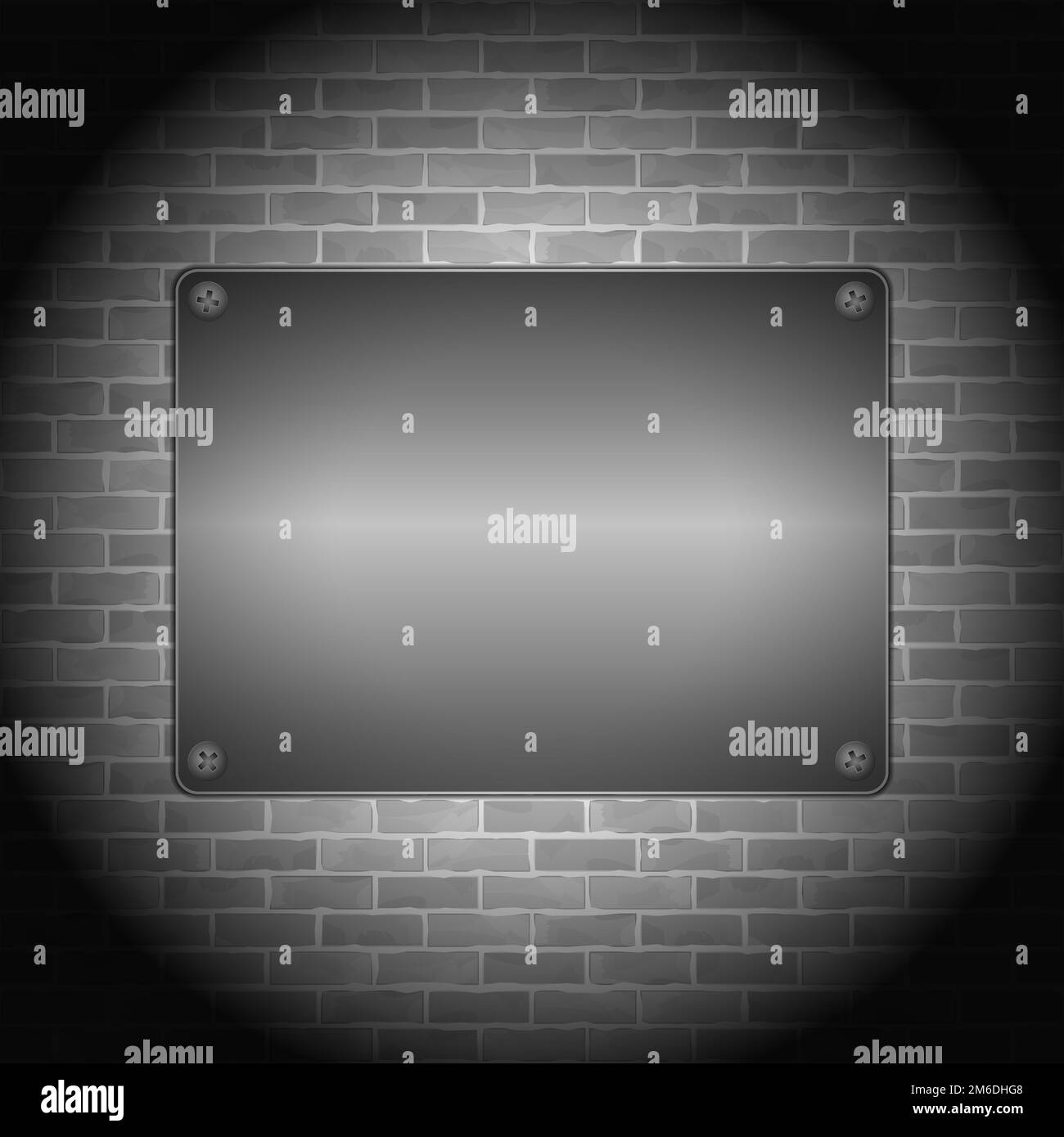 Metal board on brick wall, vector eps10 illustration Stock Vector Image ...