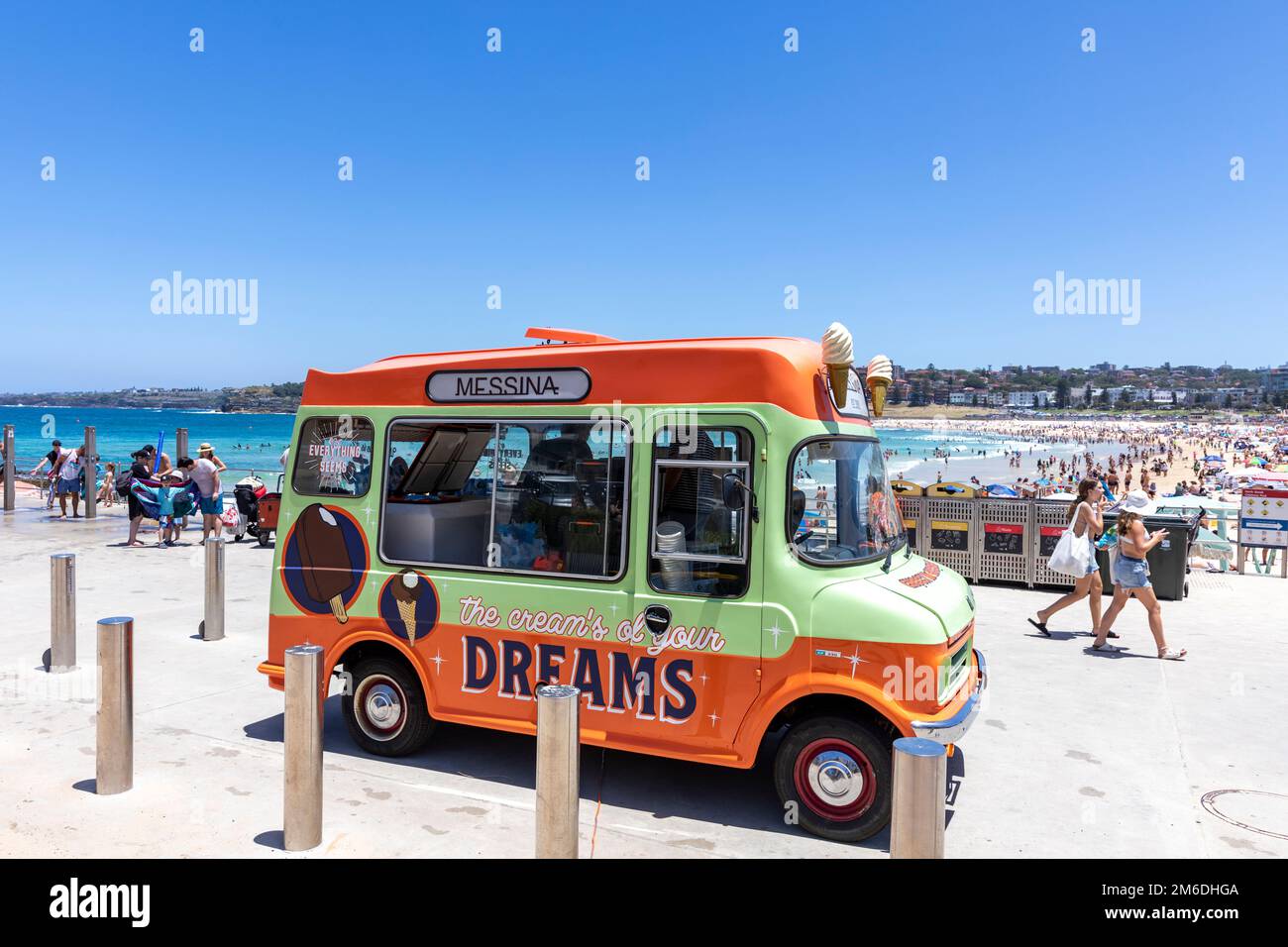Bondi Beach summer 2023, Ice cream van selling ice creams, lollies and