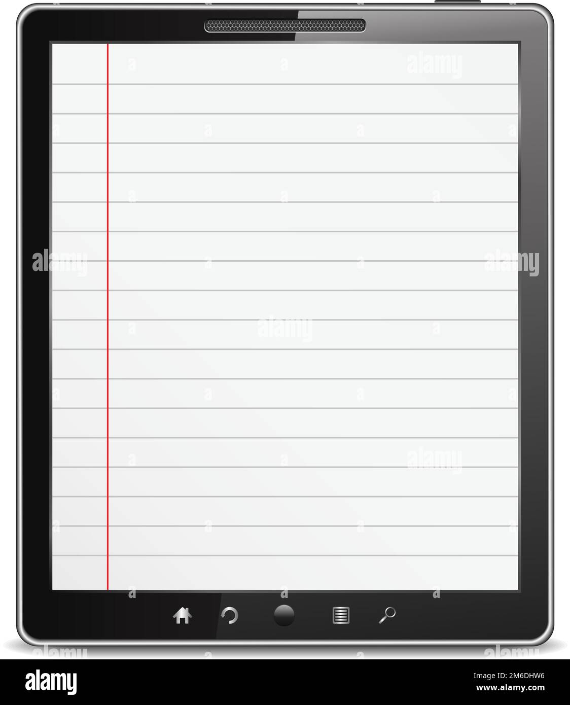 Tablet computer with lined paper on the screen, vector eps10 illustration Stock Vector Image