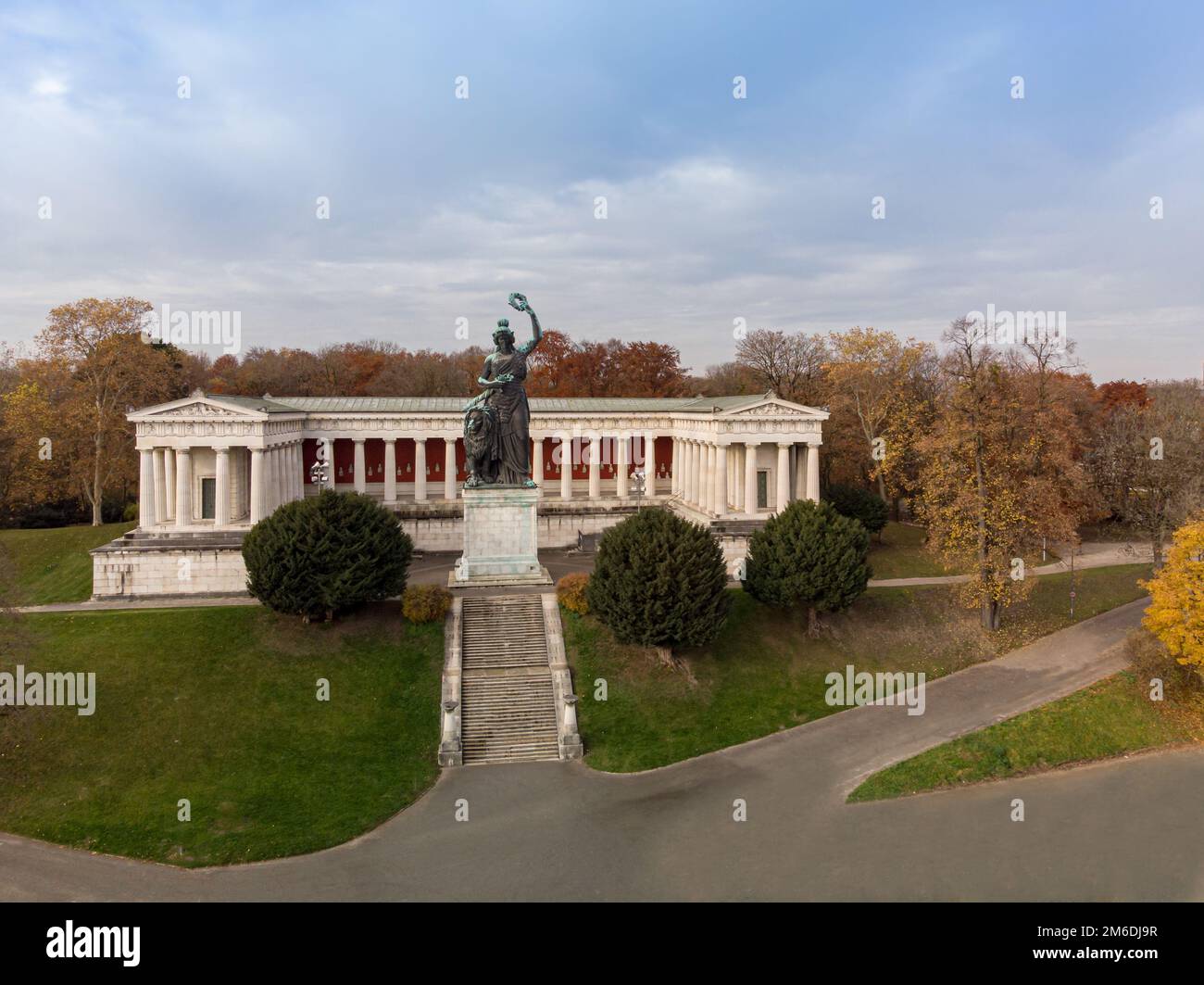 Statue Bavaria with Ruhmeshalle in Munich - Germany Stock Photo