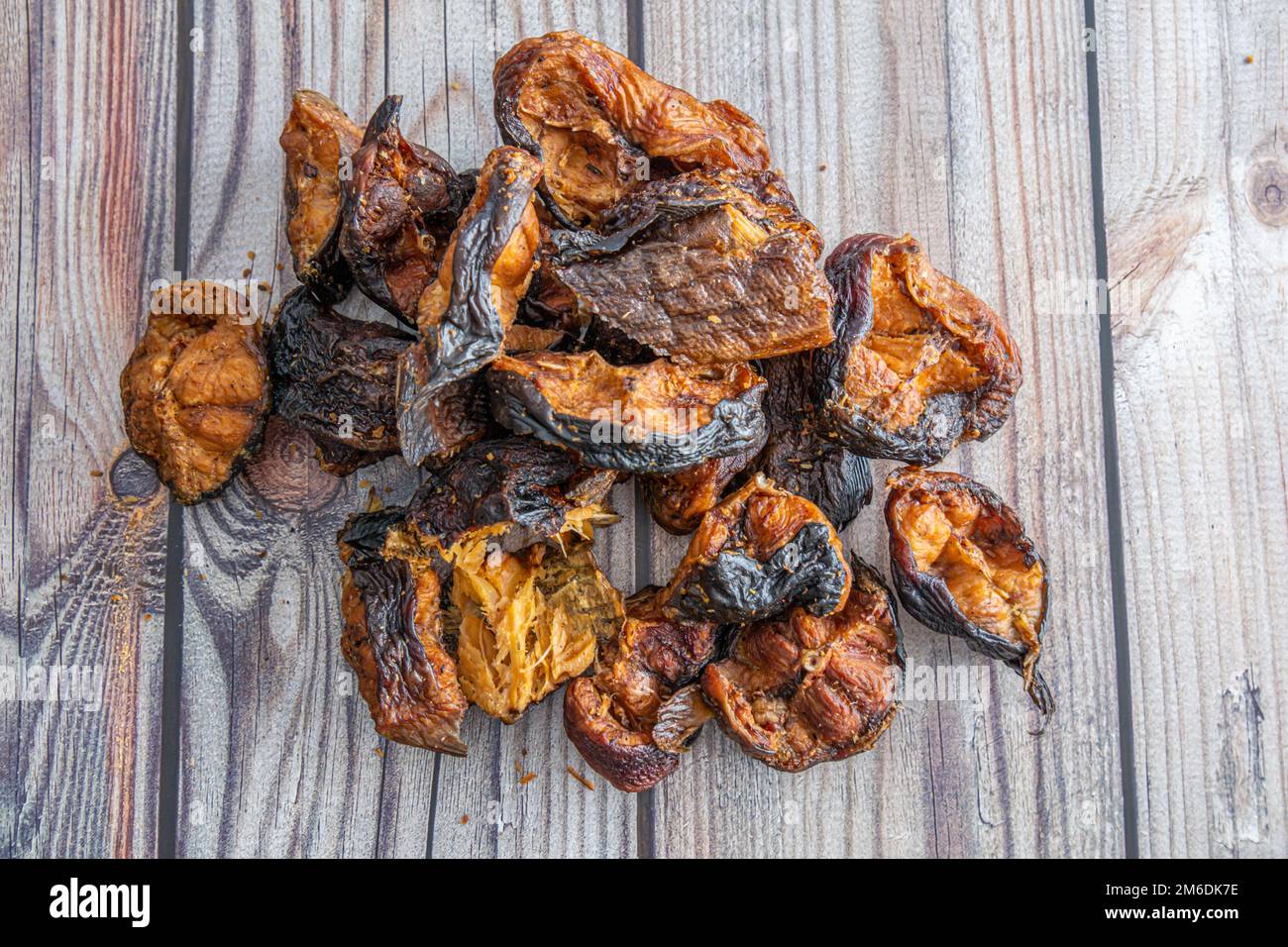 Dried Grilled Nigerian Fish used to prepare Soups and Sauces Stock Photo