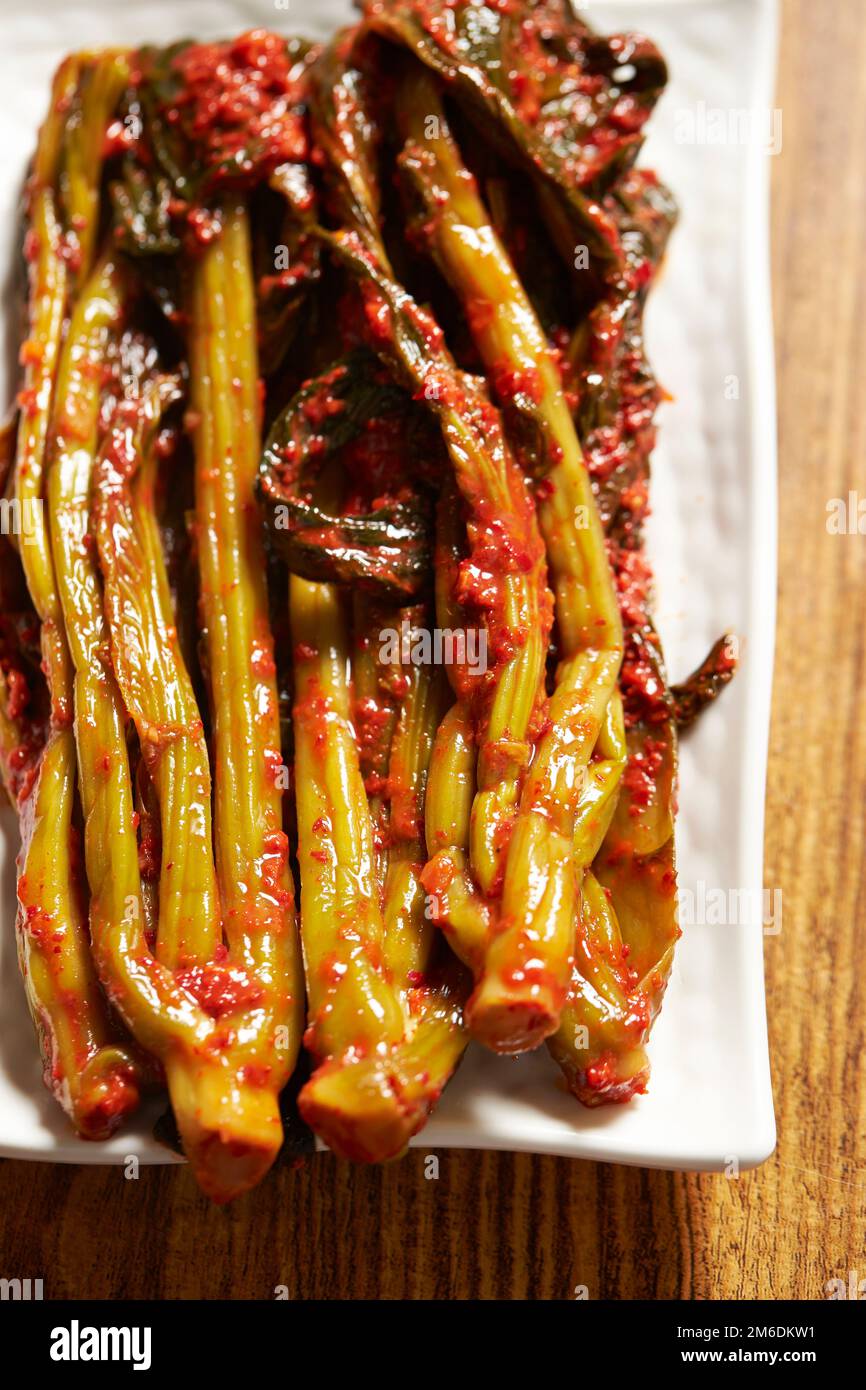 Leaf Mustard Kimchi , pickled mustard leaves and stems Stock Photo Alamy