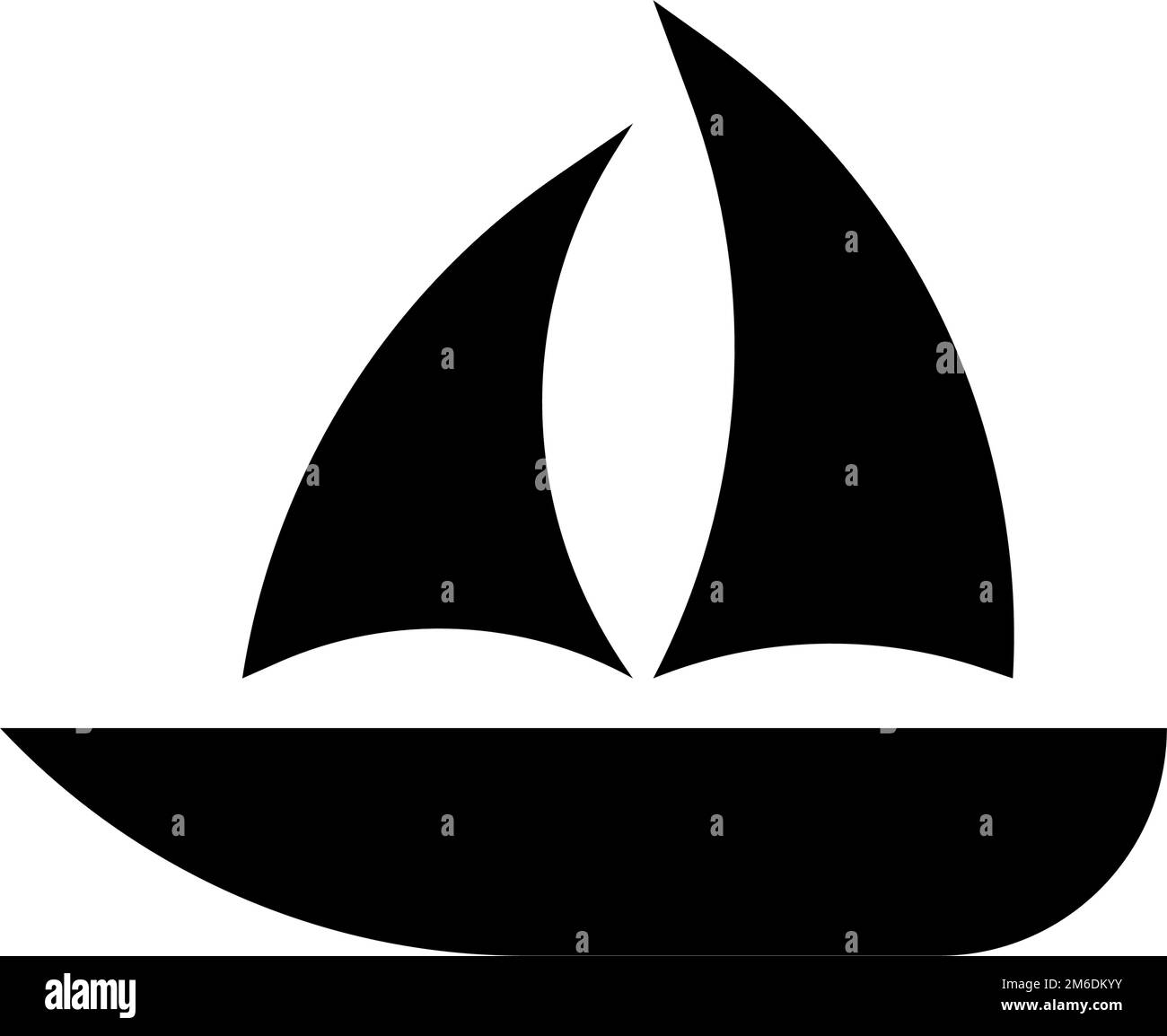 Yacht silhouette icon with fluttering flag. Editable vector. Stock Vector