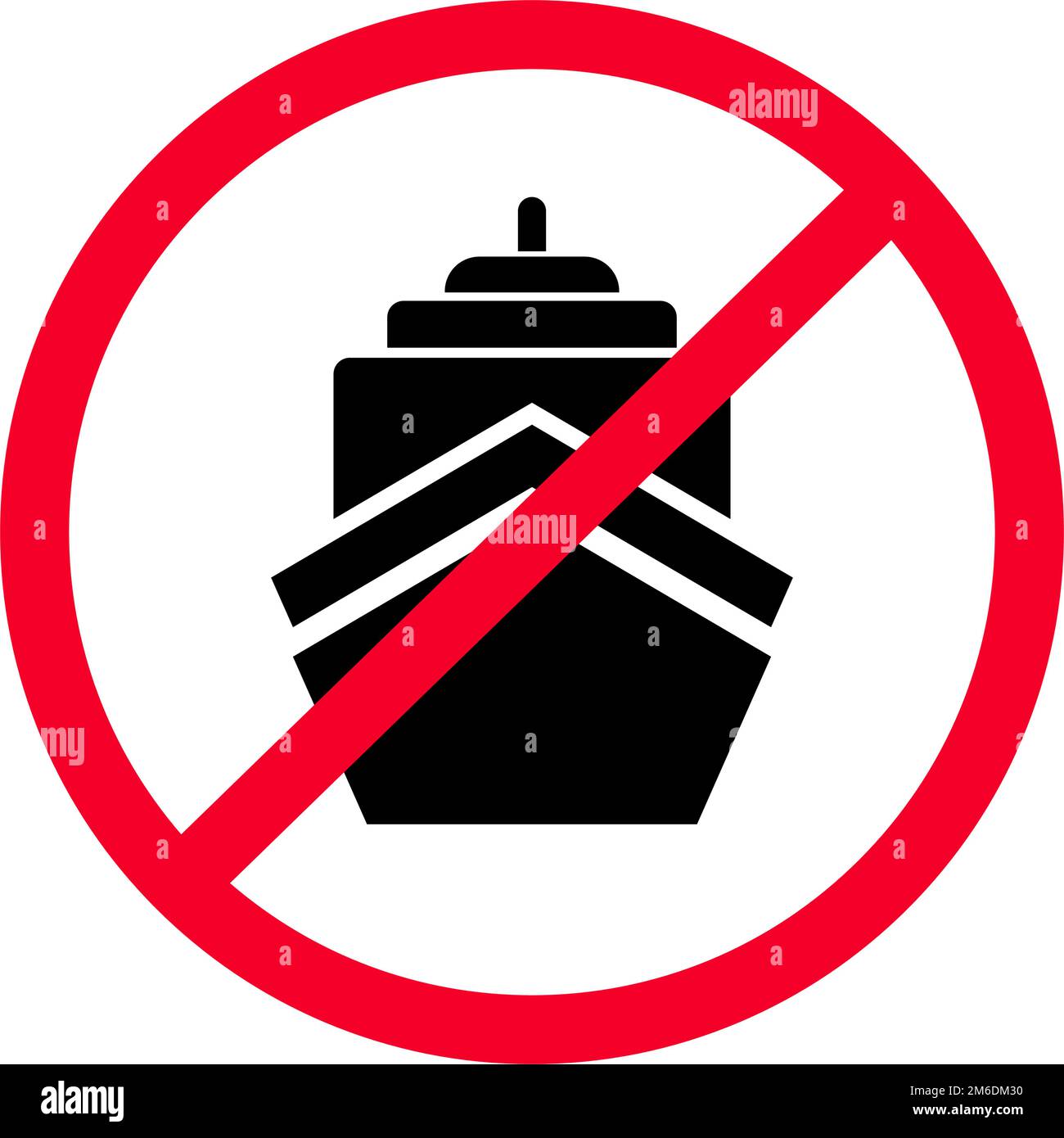 Ship ban icon. Ship prohibited area. Marine transportation prohibited. Editable vector. Stock Vector