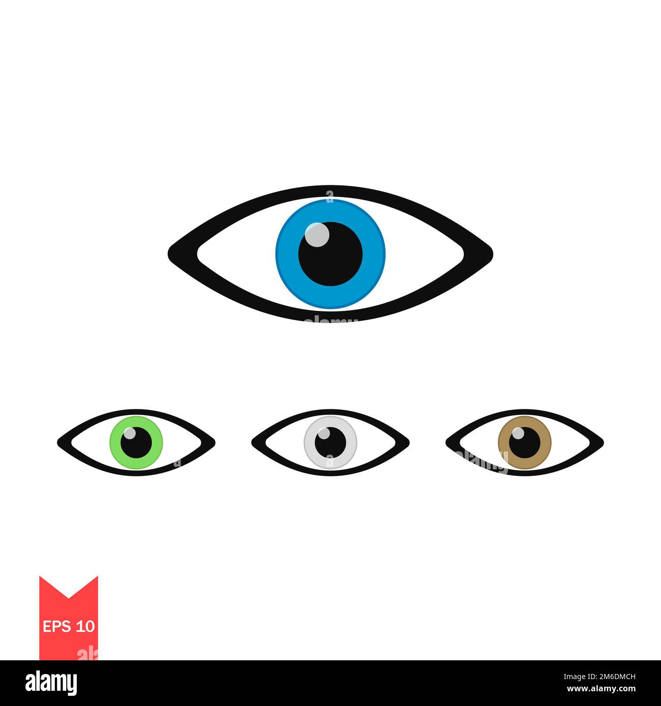 Vector icon for eye in few colors. Sign eye or watch. Simple element. Symbol of watching. Flat design. EPS 10. Stock Photo
