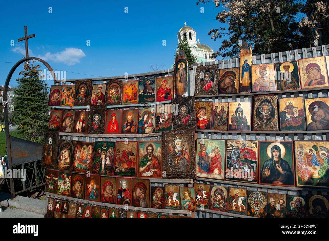 Religious Icons for sale at a flea market near Alexander Nevski