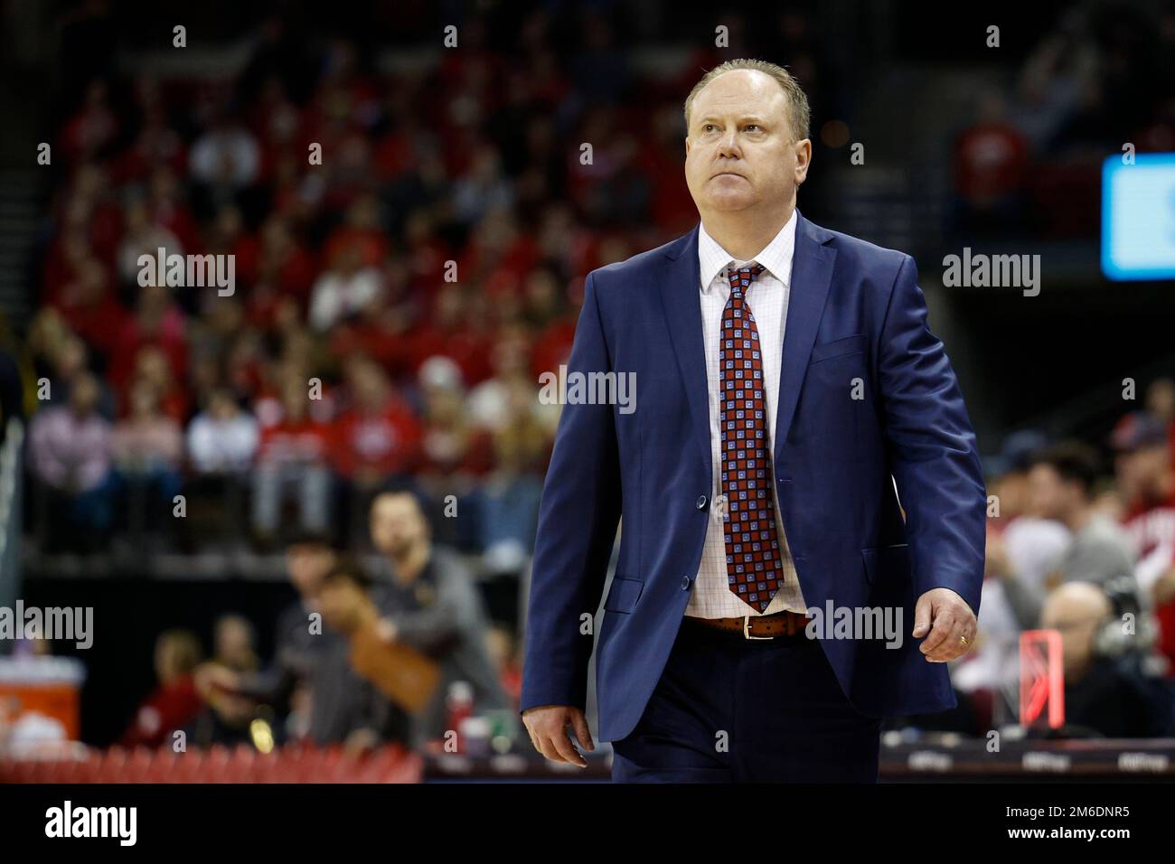 Madison, WI, USA. 3rd Jan, 2023. Wisconsin Badgers head coach Greg Gard during the NCAA basketball game between the Minnesota Golden Gophers and the Wisconsin Badgers at the Kohl Center in Madison, WI. Darren Lee/CSM/Alamy Live News Stock Photo