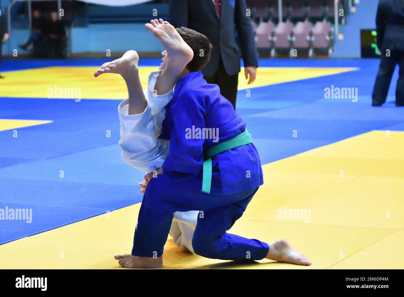 Orenburg, Russia - October 21, 2017: Boys compete in Judo at the all-Russian Judo tournament among b Stock Photo