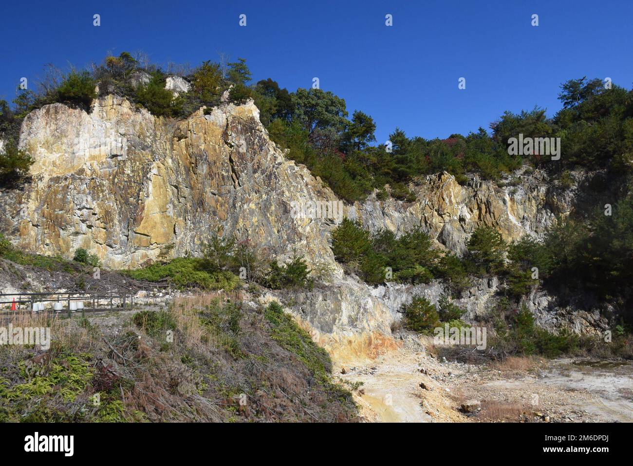 Izumiyama Kaolin Quarry in Arita, Kyushu Island. The first site discovered in Japan for kaolin, the raw material used to make porcelain clay. Stock Photo