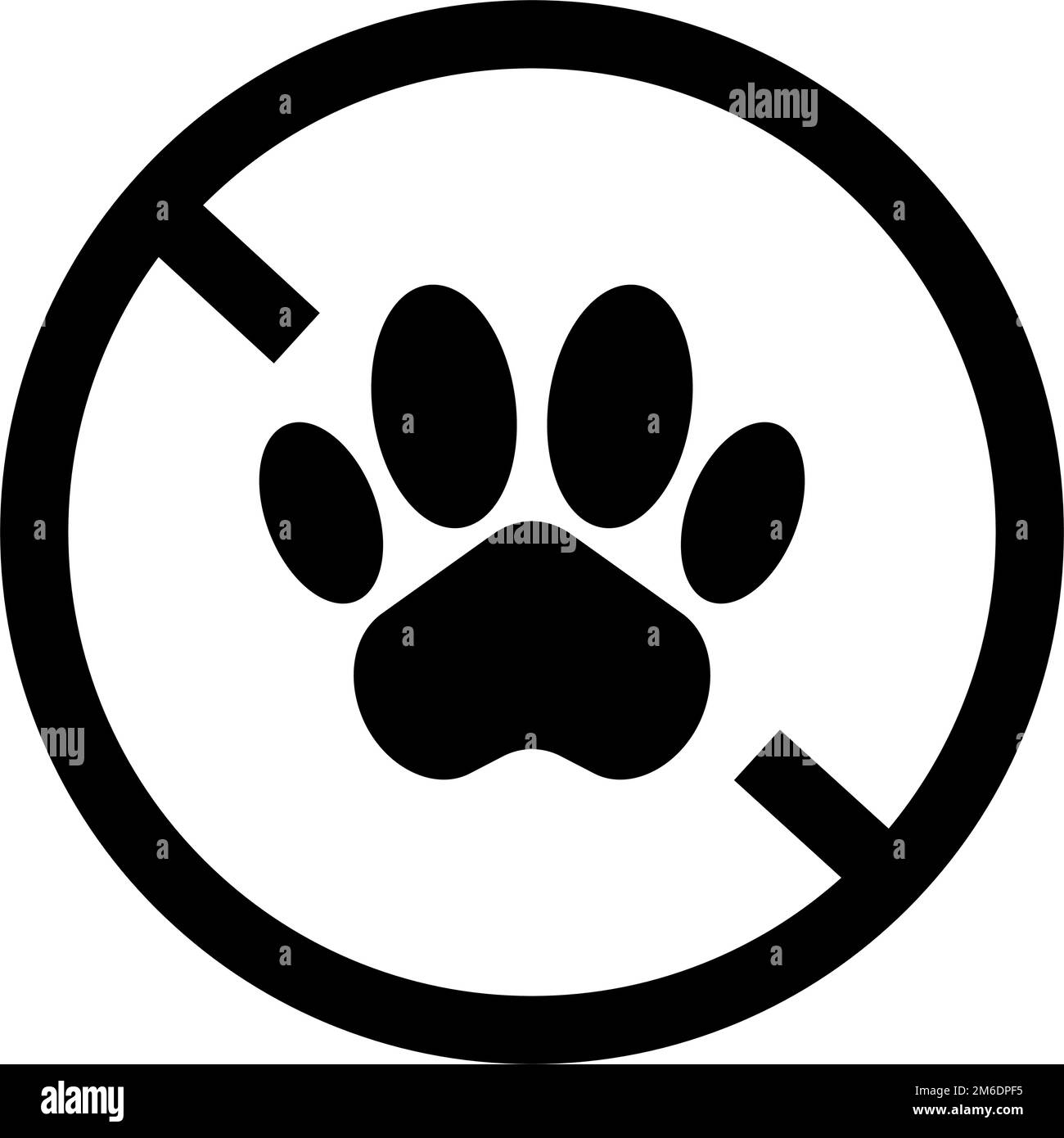 Simple no animal silhouette sign. No pets allowed. Paw and stop sign. Editable vector. Stock Vector