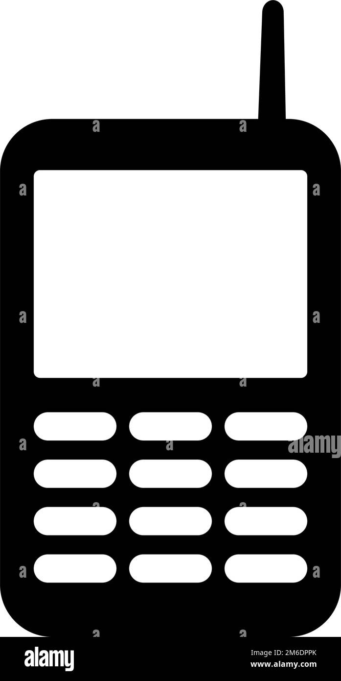 Cell phone silhouette icon with antenna. Phone. Editable vector. Stock Vector