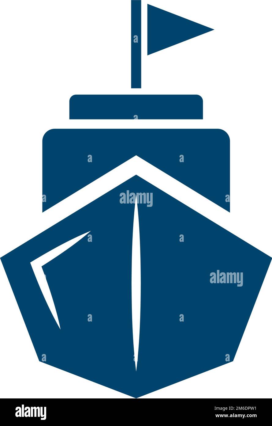 Ship silhouette icon with flag. Editable vector. Stock Vector