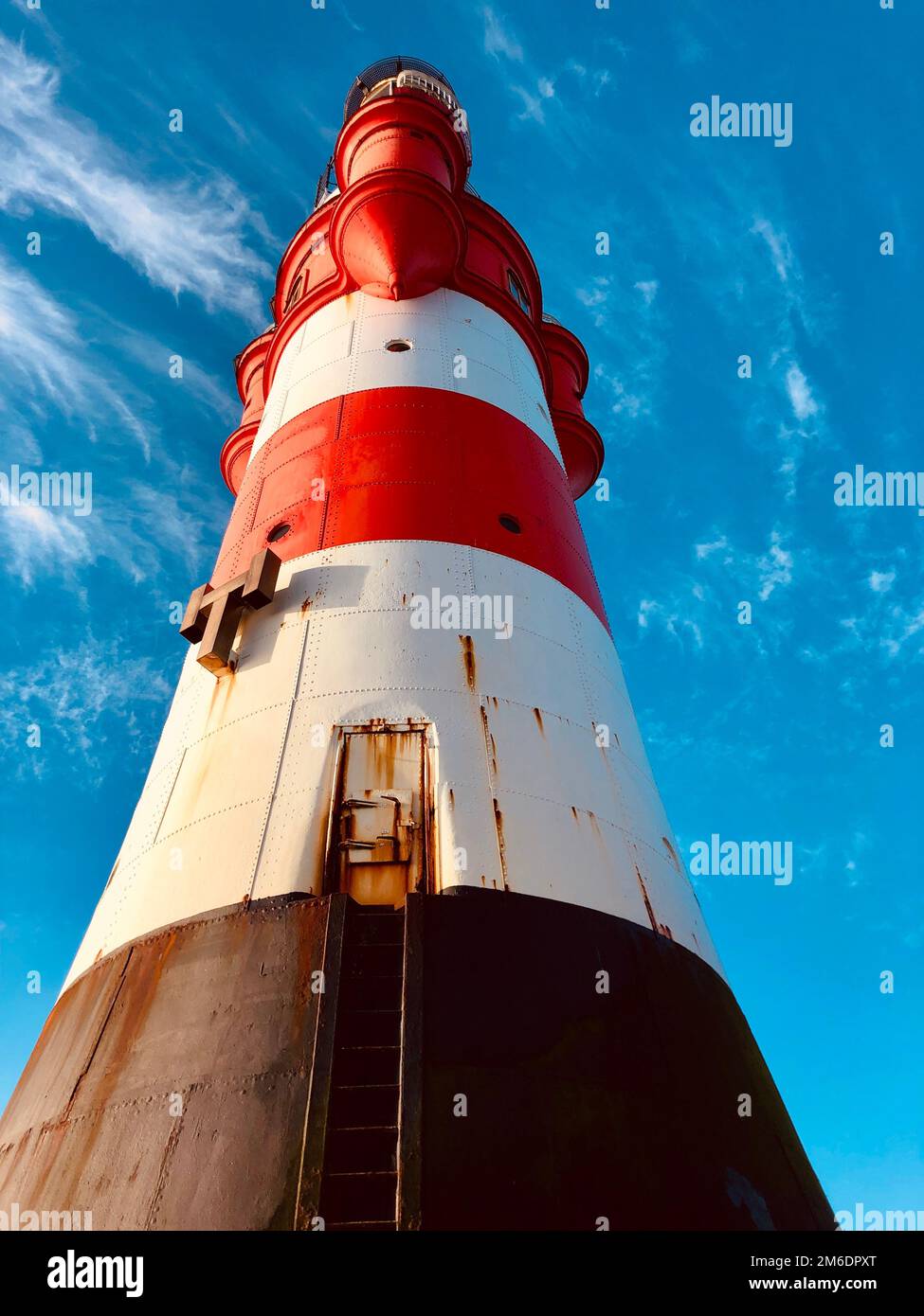 Lighthouse Roter Sand in the German Bight of the North Sea Stock Photo