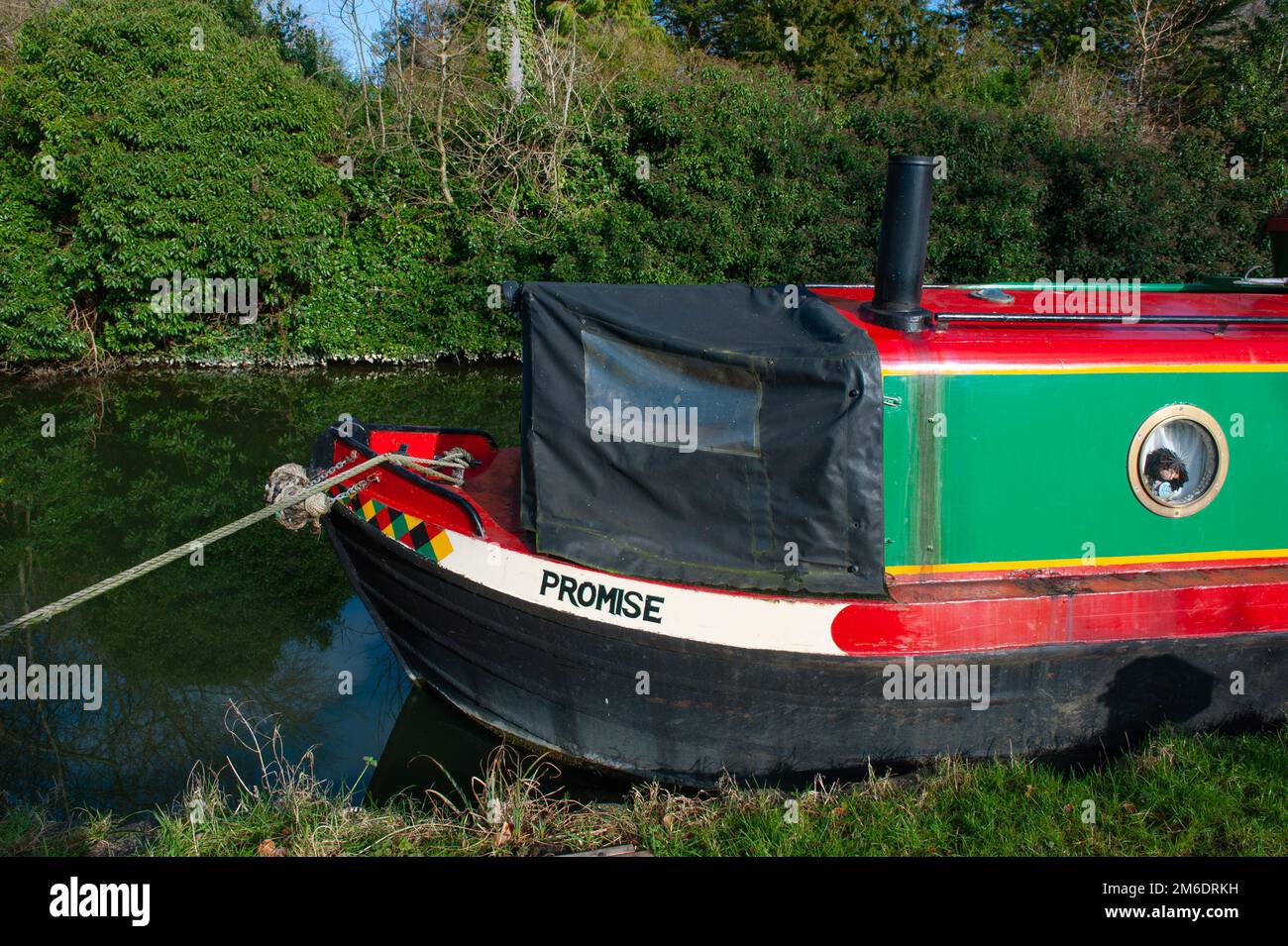 A Narrow boat called Promise moored on the Oxford canal in Oxford, England Stock Photo
