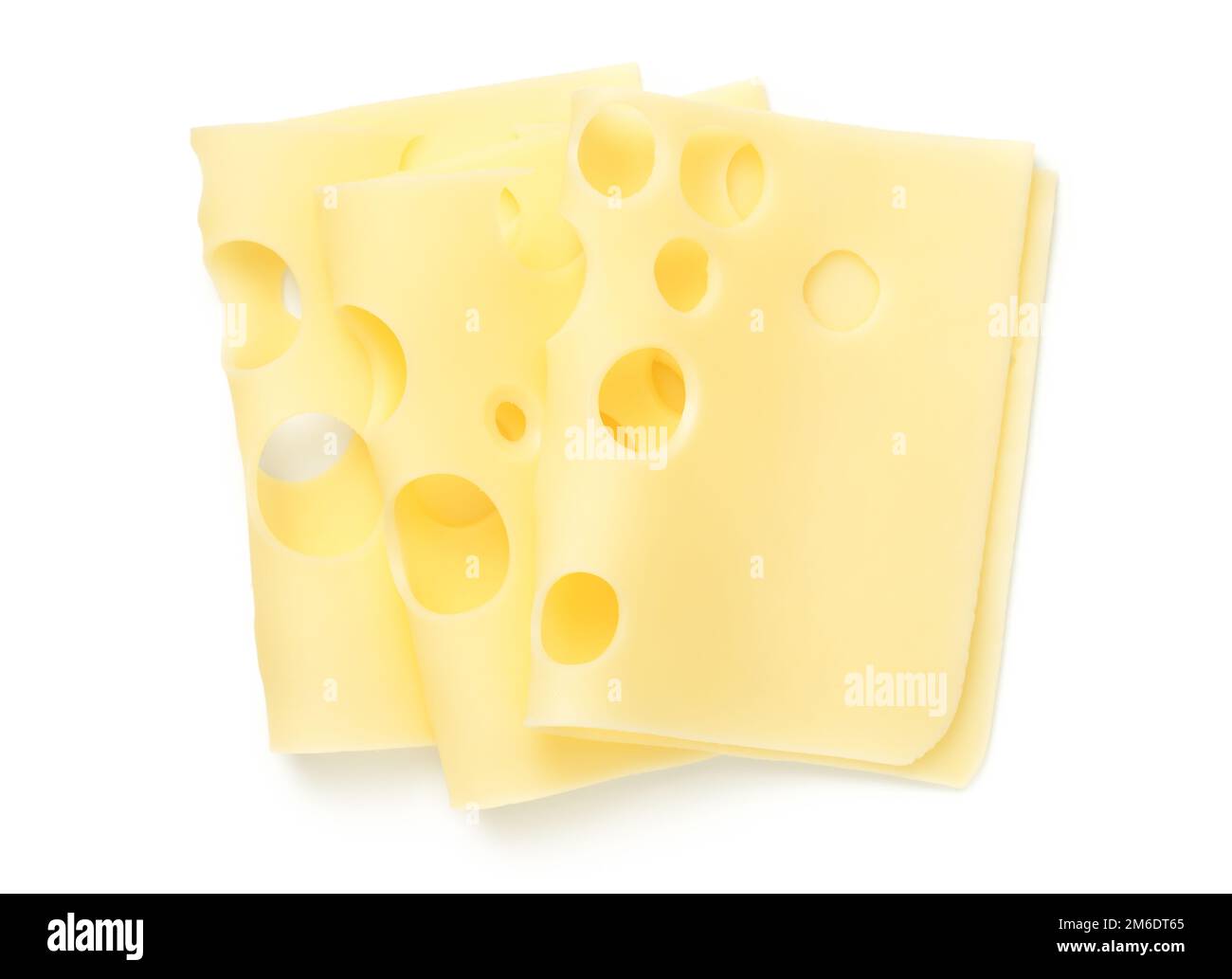 Emmentaler Cheese Slices Isolated On White Background Stock Photo