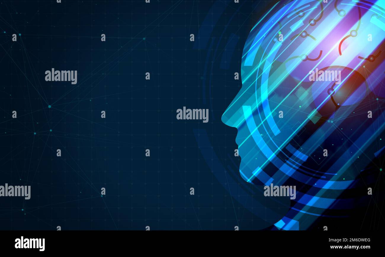Human brain business background.Digital circle technology presentation concept. Stock Photo