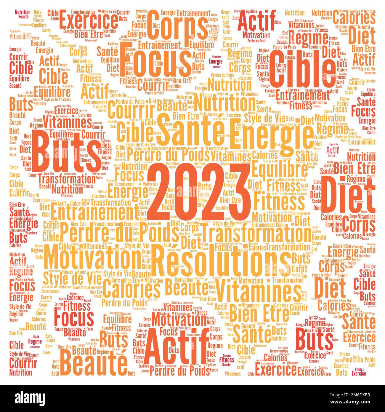 Healthy resolutions 2023 word cloud in French language Stock Photo Alamy