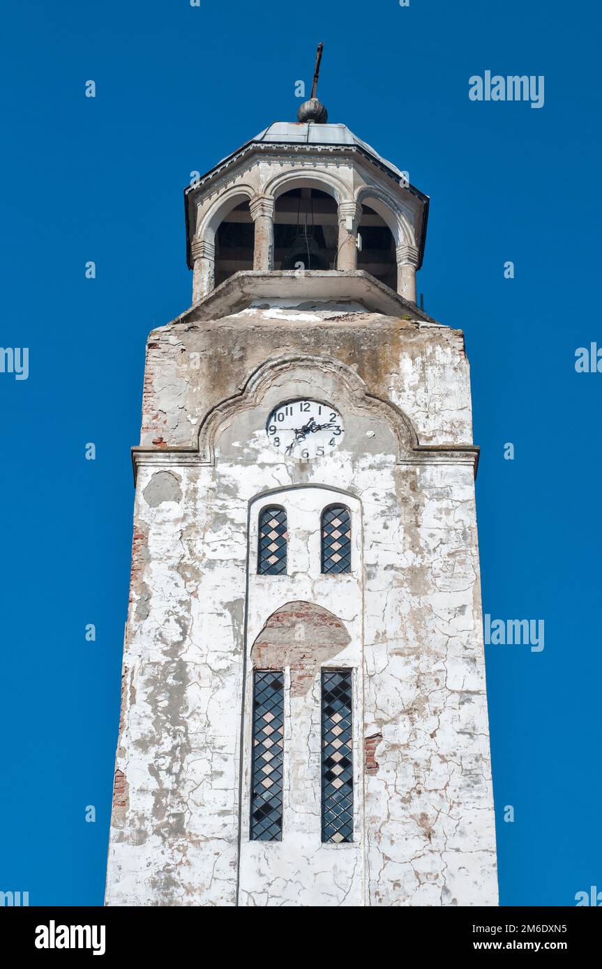 Orthodox church tower closeup on clear blue sky background Stock Photo ...