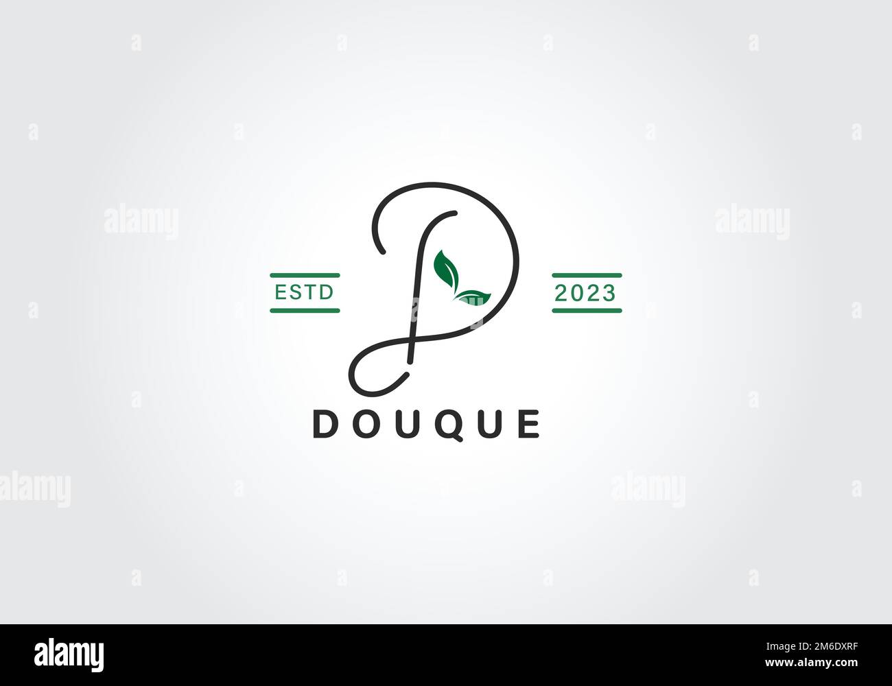 alphabet letter D monogram logo, leaf design vector logo template Stock Vector