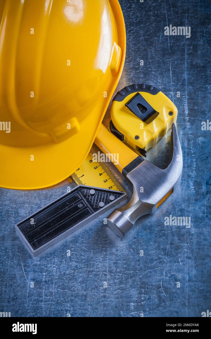 Try square tapemeasure building helmet and claw hammer on scratched