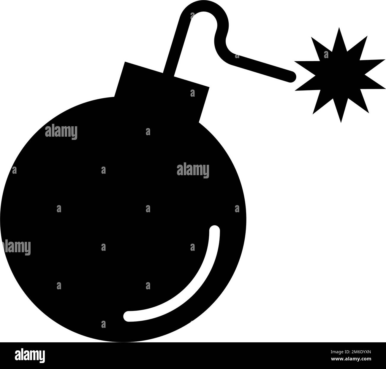 Bomb silhouette icon. Flat design style. Explosive. Editable vector. Stock Vector