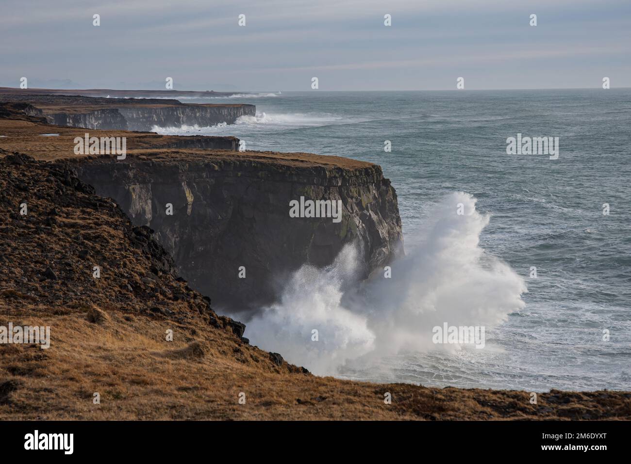 Wild Cliffs Wild cliffs coast with high waves on the peninsula of Snæfellsnes ...