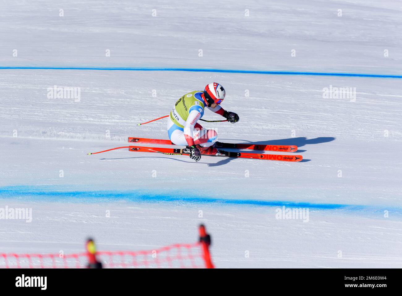 SUI Mauro Caviezel takes part in the MenÂ´s Downhill run for the MenÂ´s Downhill  race of the FIS Alpi Stock Photo