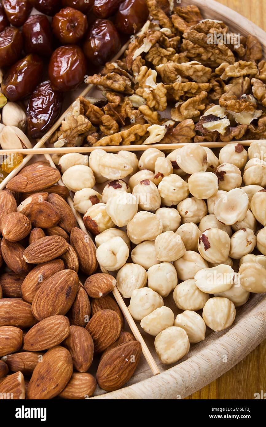 Plate with nut set Stock Photo Alamy