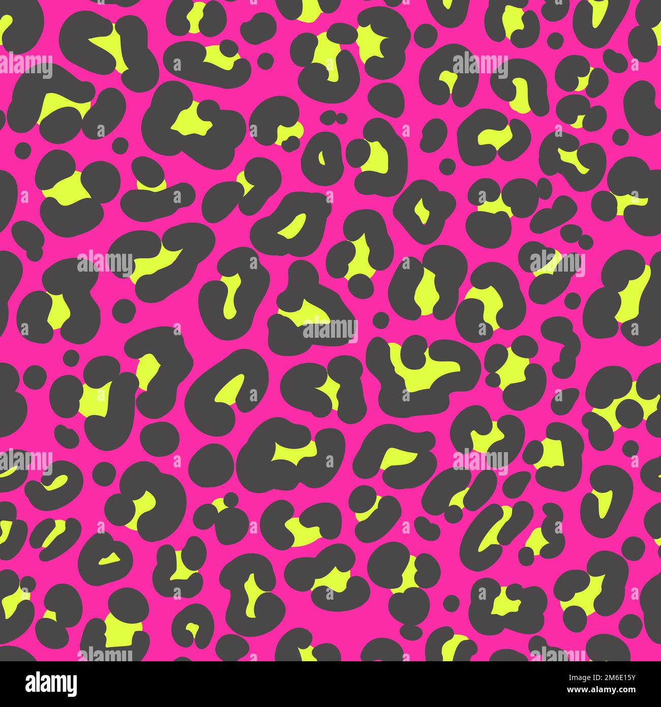 Leopard print seamless pattern. Neon cheetah skin 80 90s design. Black ...