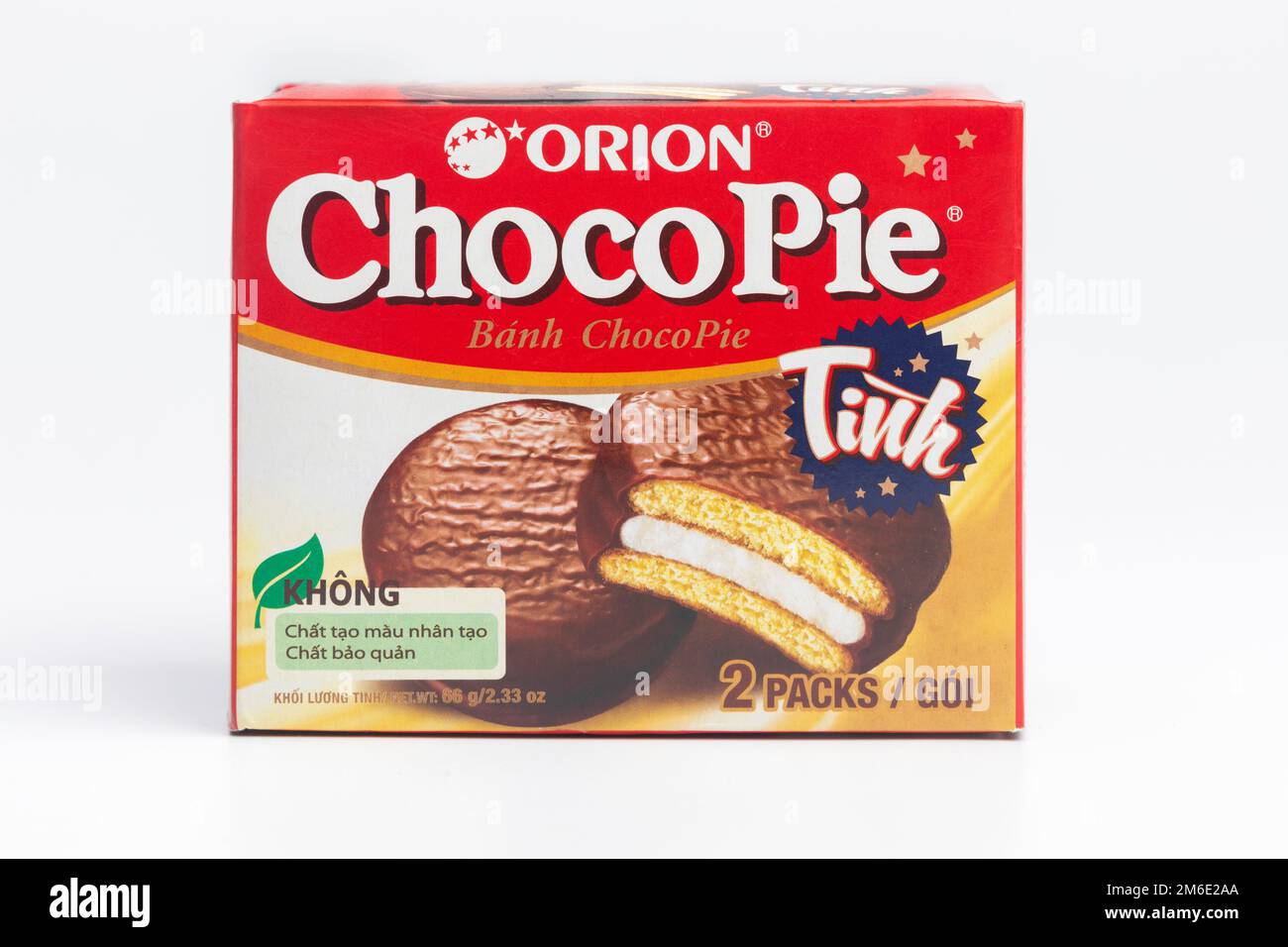 A box of Orion CocoPie chocolate biscuits Stock Photo