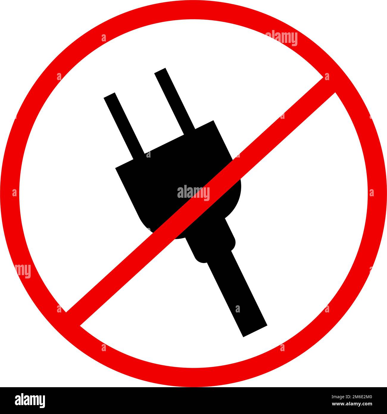 Charging prohibited. Restricted use of electrical outlet. Power plug use prohibited. Editable vector. Stock Vector