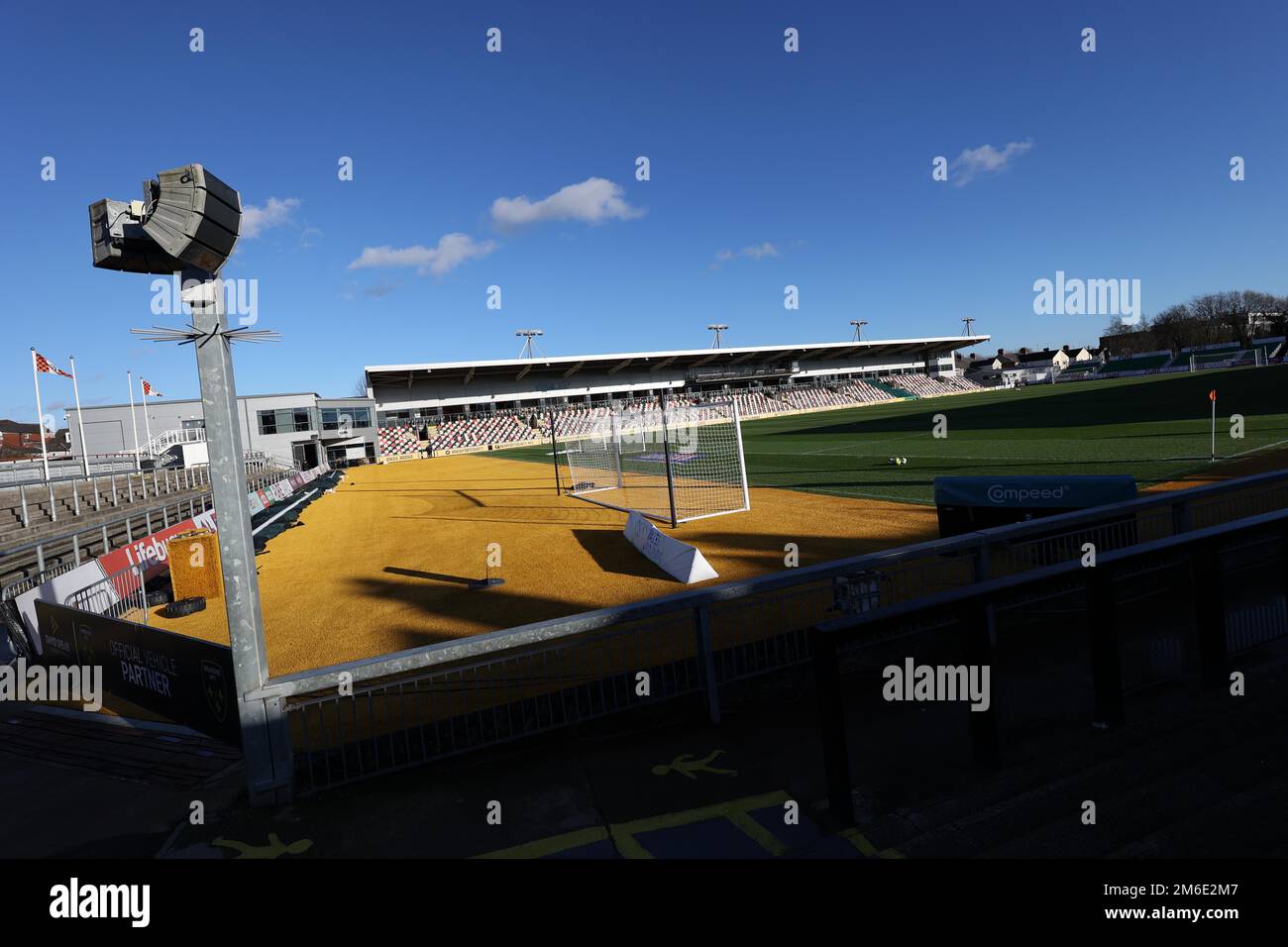 General view of Rodney Parade during the EFL League Two match between Newport County and Crawley Town at Rodney Parade. 2nd January 2023 Stock Photo