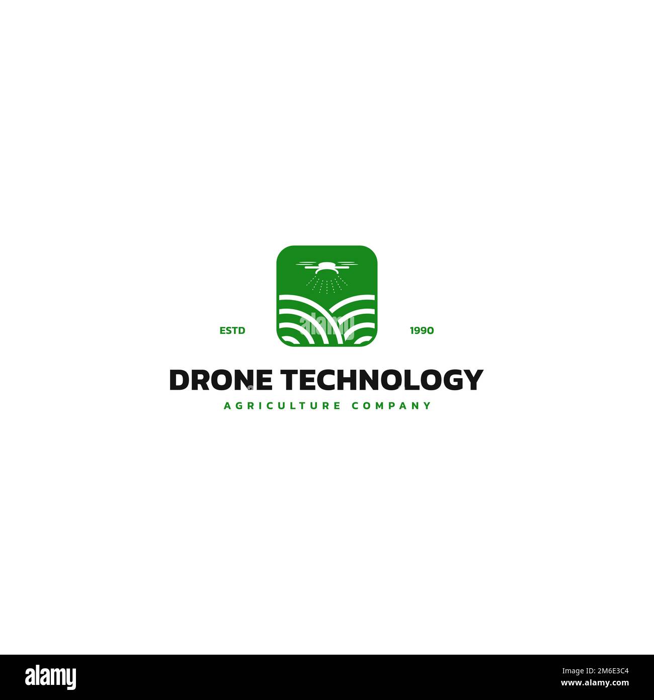 Drone Logo for Agriculture. Future of Agriculture and Farming concept. Helicopter Irrigation. Drone agriculture technology. Stock Vector
