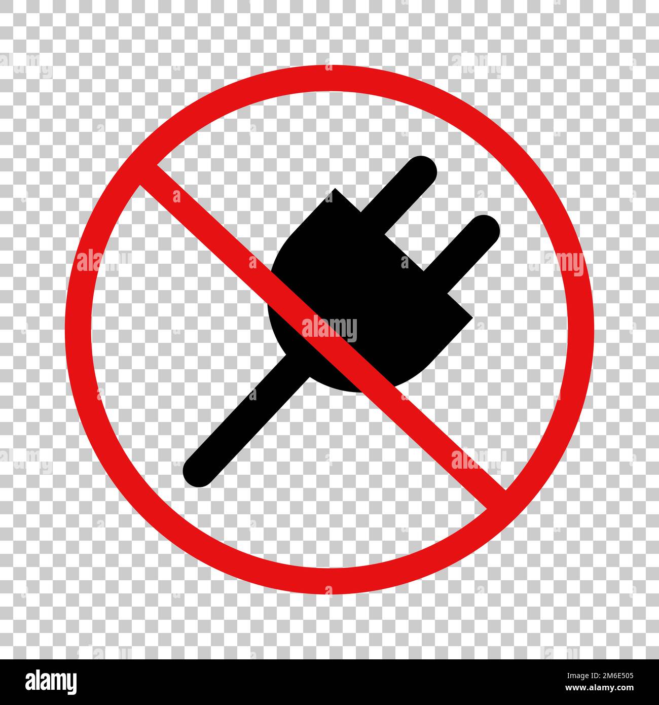 Charging prohibition icon. Outlet unavailable. Socket malfunctioning. Editable vector. Stock Vector