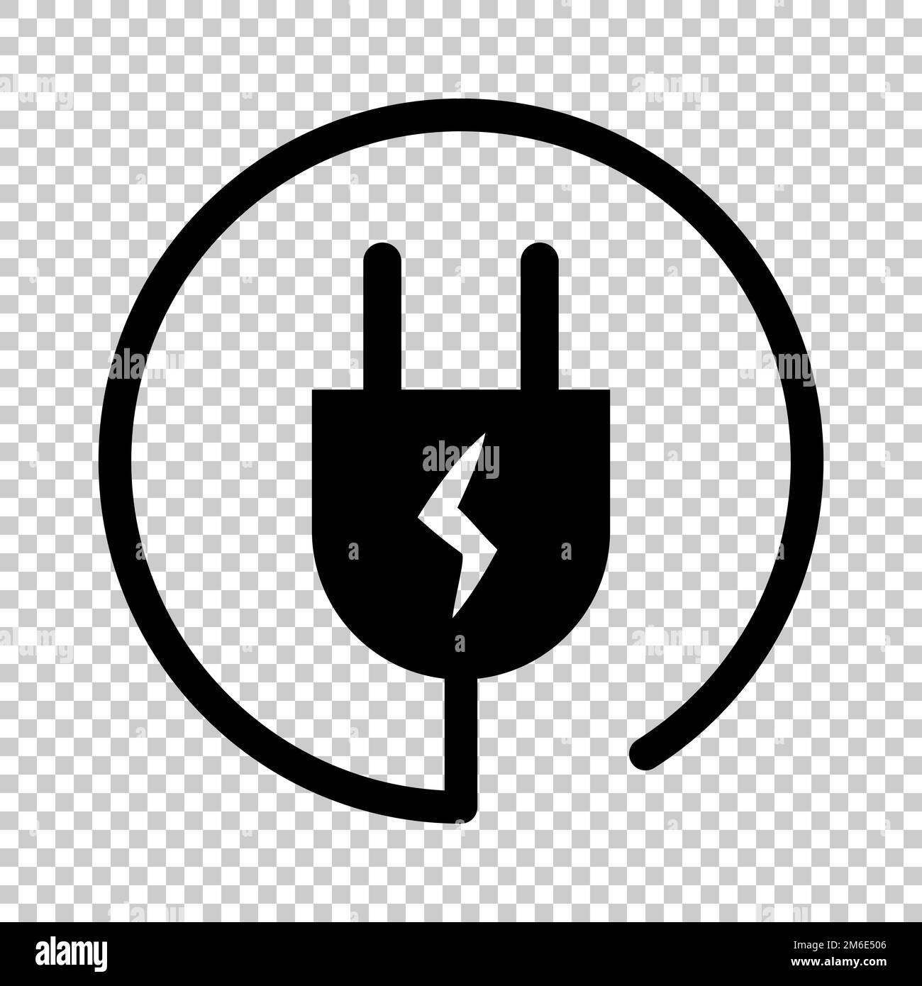 Charging plug silhouette icon isolated on transparent background. Power outlet. Editable vector. Stock Vector