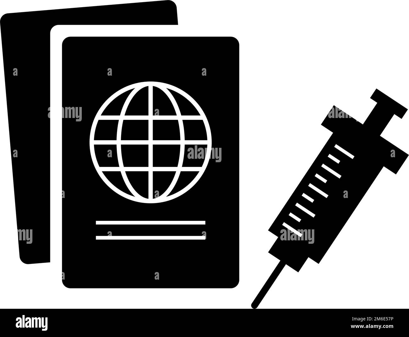 Passport and syringe silhouette icon. Vaccine certificate. Vector. Stock Vector