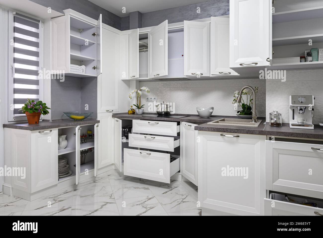 Modern classic white kitchen interior hi-res stock photography and ...